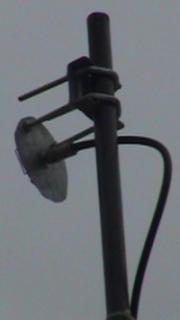 Antenna mounted on the pole.
