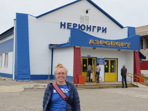 Alex outside Neryungri Airport en route to Yakutsk