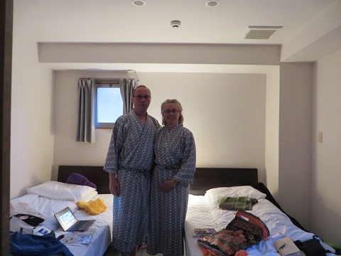 Alex and Mike sport the typical Japanese hotel wear