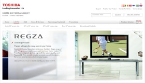 Screen shot of Toshiba UK Consumer Products web site