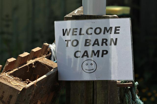 Welcoming sign from BarnCamp 2013